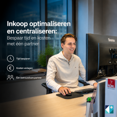 Schema van gecentraliseerd inkoopproces: alle leveranciers gebundeld bij één partner voor maximale besparing op proceskosten
